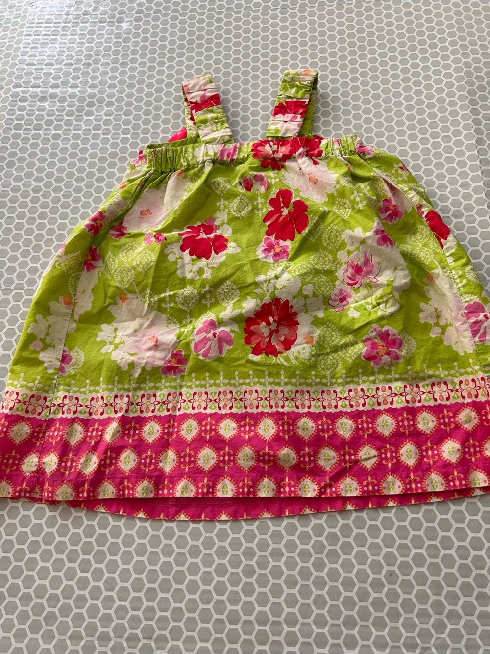 Jessica Ann Lime Green Floral Dress with Pink Accents 100% Cotton Size 4T - Picture 2 of 6